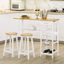 3 Piece Breakfast Bar Table Set with Storage - Natural & White
