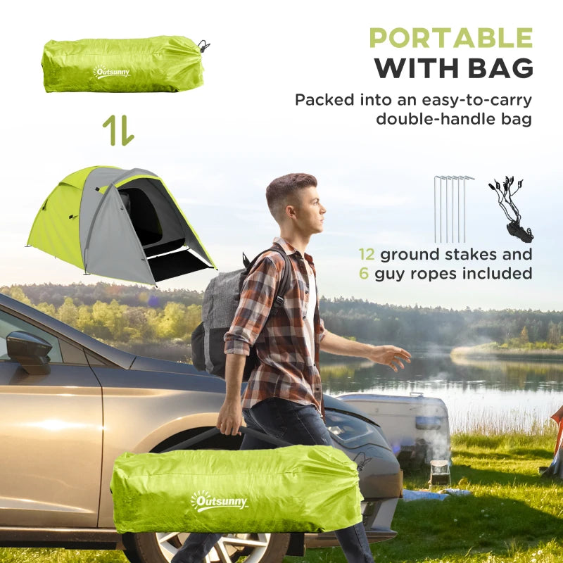Yellow/Grey 2-Person Dome Tent with Front Porch and Accessories