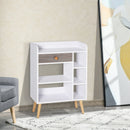 Modern White Grey Bookcase with Drawer and 6 Shelves