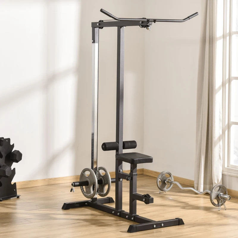 Adjustable Seat Cable Pulley Tower - Black
