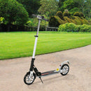 White Height-Adjustable Folding Urban Scooter with Rear Brake & Shock Absorption System
