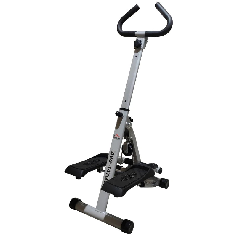 Grey Stepper with Handle for Home Aerobic Fitness