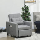 Convertible Sleeper Chair with Adjustable Backrest and Side Pockets, Light Grey