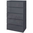 Modern Grey 5-Drawer Chest of Drawers for Bedroom Storage