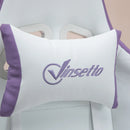 White & Purple Racing Gaming Chair with Footrest & Swivel Seat