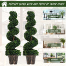 Set of 2 Green Artificial Boxwood Spiral Topiary Trees 120cm