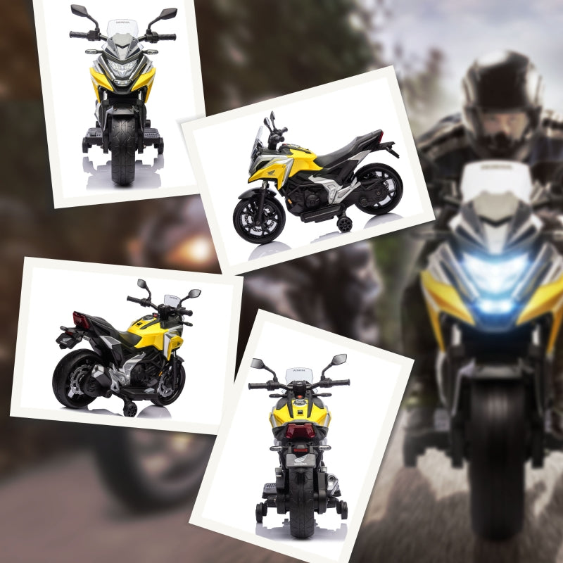 12V Yellow Kids Electric Motorbike with Music & Headlights - Honda Licensed