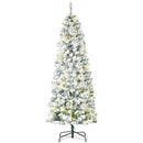 6FT Snow Flocked Christmas Tree with Warm White LED Lights, Green
