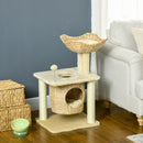 Beige Cat Tree with Scratching Posts, House, Bed & Toy Ball