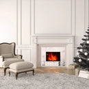 Silver Wall Mount Electric Fireplace Heater with Flame Effect & Tempered Glass