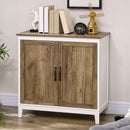 Rustic White Farmhouse Storage Cabinet with Double Doors and Shelves