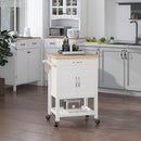 White Kitchen Storage Trolley Cart with Rolling Wheels and Drawer