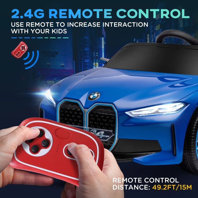 12V Kids Electric Ride-On Car - Blue BMW i4 Style