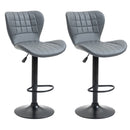 Grey Adjustable Swivel Bar Stools Set of 2 with Backrest & Footrest