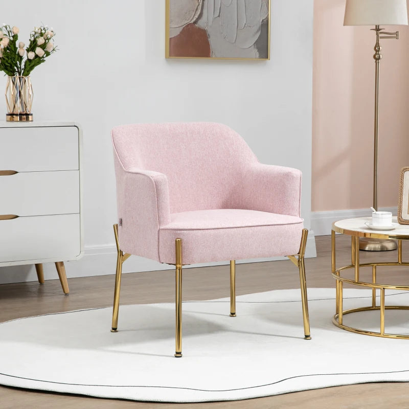 Modern Pink Fabric Accent Chair with Metal Legs