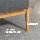 Dark Grey 3-Seat Linen Fabric Tufted Sofa with Rubberwood Legs