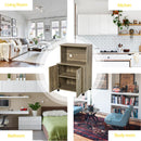 Oak Tone Kitchen Microwave Cart with Cabinet and Locking Wheels