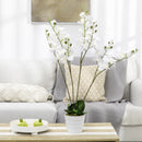 White Artificial Orchid Plant in Pot - Home Decor Wedding Flowers, 17x17x14cm