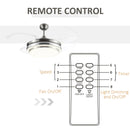 Modern White Ceiling Fan with Retractable Blades and Dimmable LED Light