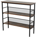 3-Tier Industrial Style Metal Storage Shelf - Black/Brown
