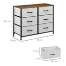 Grey Fabric 6-Drawer Industrial Dresser with Steel Frame and Wooden Top