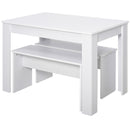 White 3-Piece Dining Set with Table and Benches for Compact Spaces