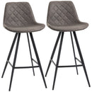 Set of 2 Dark Grey Microfiber Bar Stools with Steel Frame