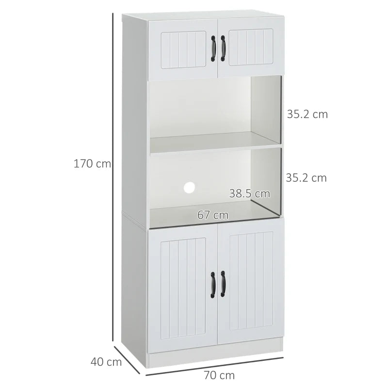 White 5-Tier Kitchen Storage Cabinet with Adjustable Shelf