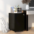 Black 3-Drawer Steel Filing Cabinet with Lock and Wheels