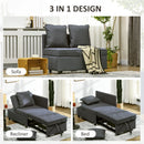 Grey Convertible Sleeper Chair Bed with Magazine Pocket