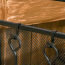 Black 3-Panel Fireplace Screen Set with Tools, Steel Mesh Guard & Double Door, 122x80 cm