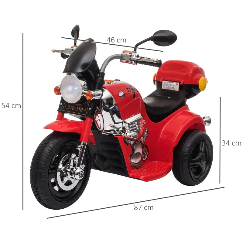 Red Kids 6V Electric Ride-On Motorcycle with Lights and Music
