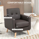 Brown Tufted PU Leather Accent Chair for Living Room, Bedroom, Home Office