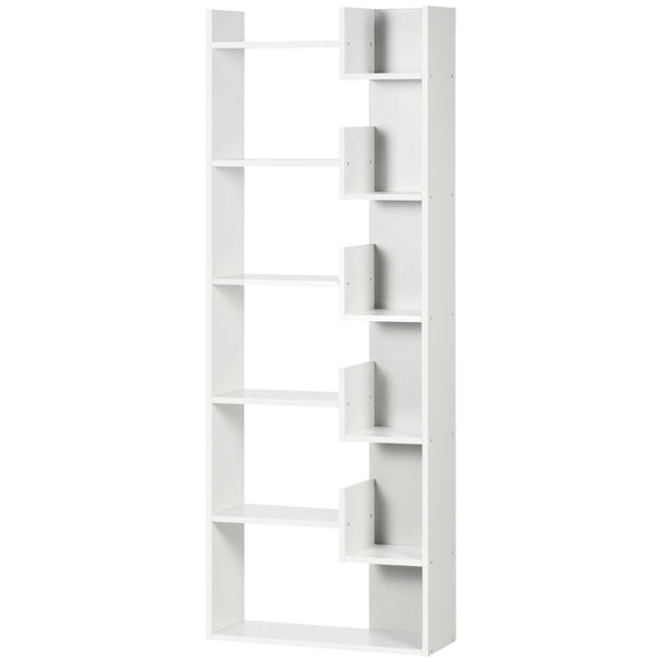 White 6-Tier Freestanding Bookshelf with 11 Open Shelves