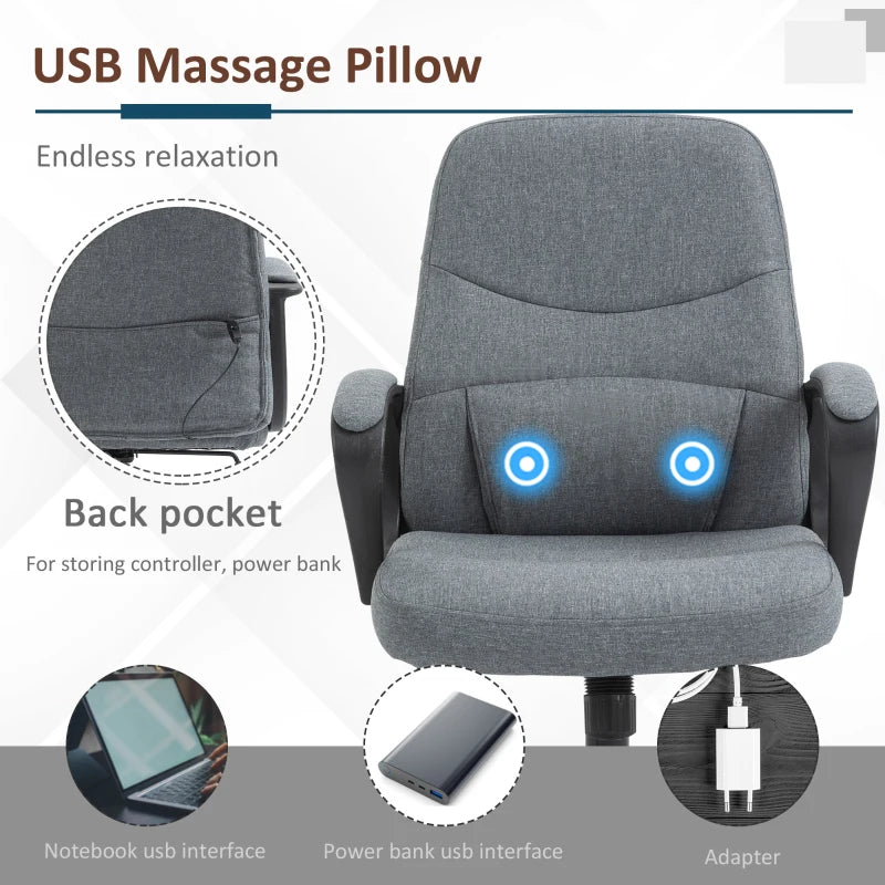 Grey Fabric Office Chair with Massage Lumbar Support