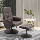 Brown High Back Recliner Chair with Footstool - Executive Lounge Armchair
