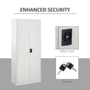 Steel Filing Cabinet with 2 Doors & 5 Compartments - Cream White