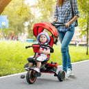 Red Kids Tricycle with Rotatable Seat & Adjustable Push Handle