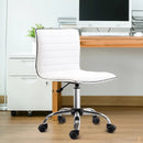 White Mid-Back Swivel Office Chair with Armless Design