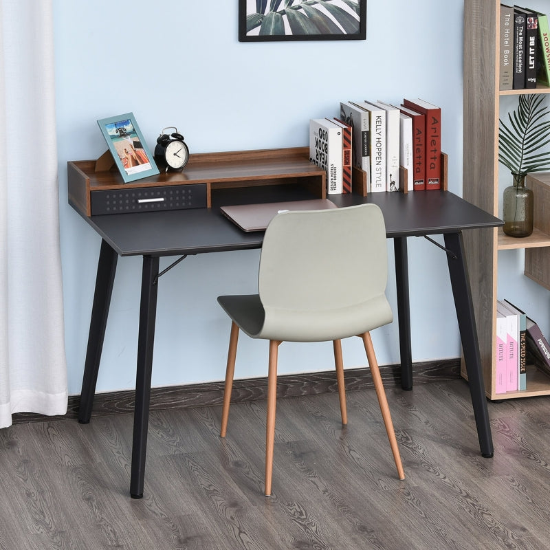 Black Compact Computer Desk with Monitor Stand and Storage