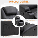Black Swivel Recliner Armchair with Massage and Drink Holders