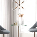 Clear Glass Round Bar Table with Steel Base