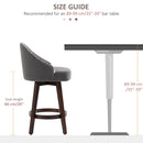 Dark Grey Nailhead Bar Stools Set of 2 with Rubber Wood Legs