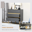 Dark Grey 3-Drawer Storage Chest for Bedroom & Living Room, 80x40x80cm