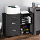 Black Freestanding Printer Stand with 3 Drawers and 2 Shelves - Modern Style