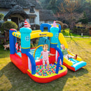 Kids Sailboat Style Inflatable Bouncy Castle with Slide & Pool - Blue