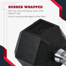 6kg Hex Rubber Dumbbells Set - Home Gym Weight Lifting Equipment