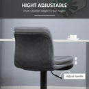 Grey Leather Bar Stool Set - Adjustable Height Swivel with Footrest for Kitchen & Home