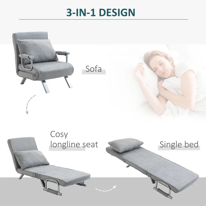 Grey Suedette Adjustable Back Sofa Chair