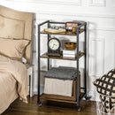 Rustic Brown 3-Tier Printer Stand with Lockable Wheels